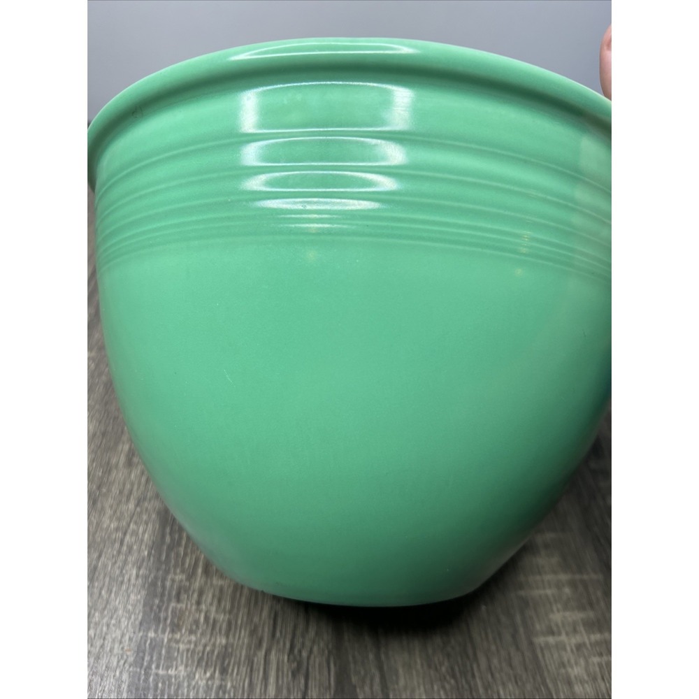 VTG 30's Fiesta Ware Nested Mixing Bowl #7 From Set USA HLC Green Bottom Rings - Picture 10 of 16
